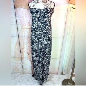 GUESS Cheetah Maxi strapless Ruched Top dress Lined Women’s size Medium